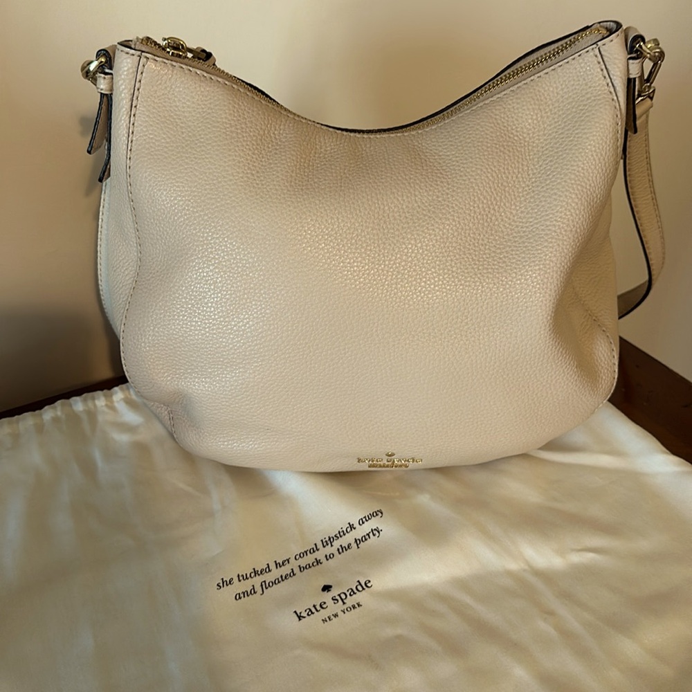 Kate Spade Pebbled White Leather Vivian hobo bag